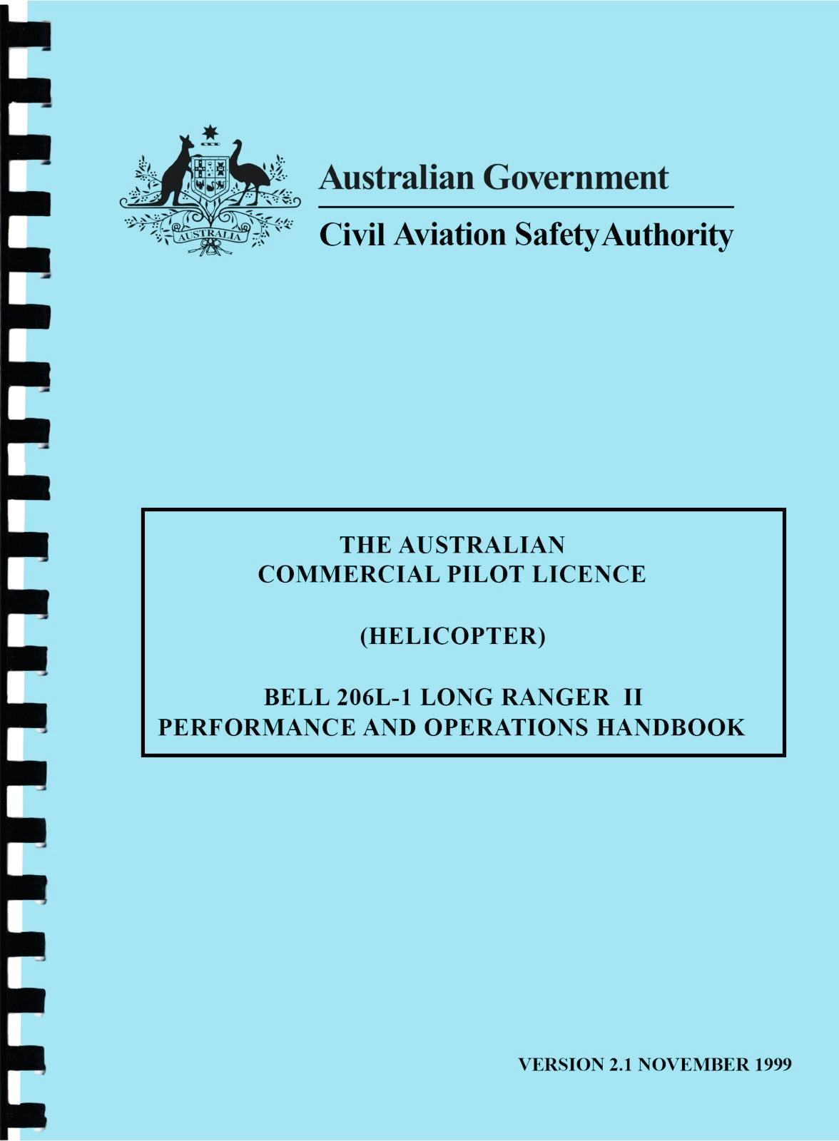 CASA CPL Helicopter Bell 206L-1 Longranger II Performance and Operating Handbook