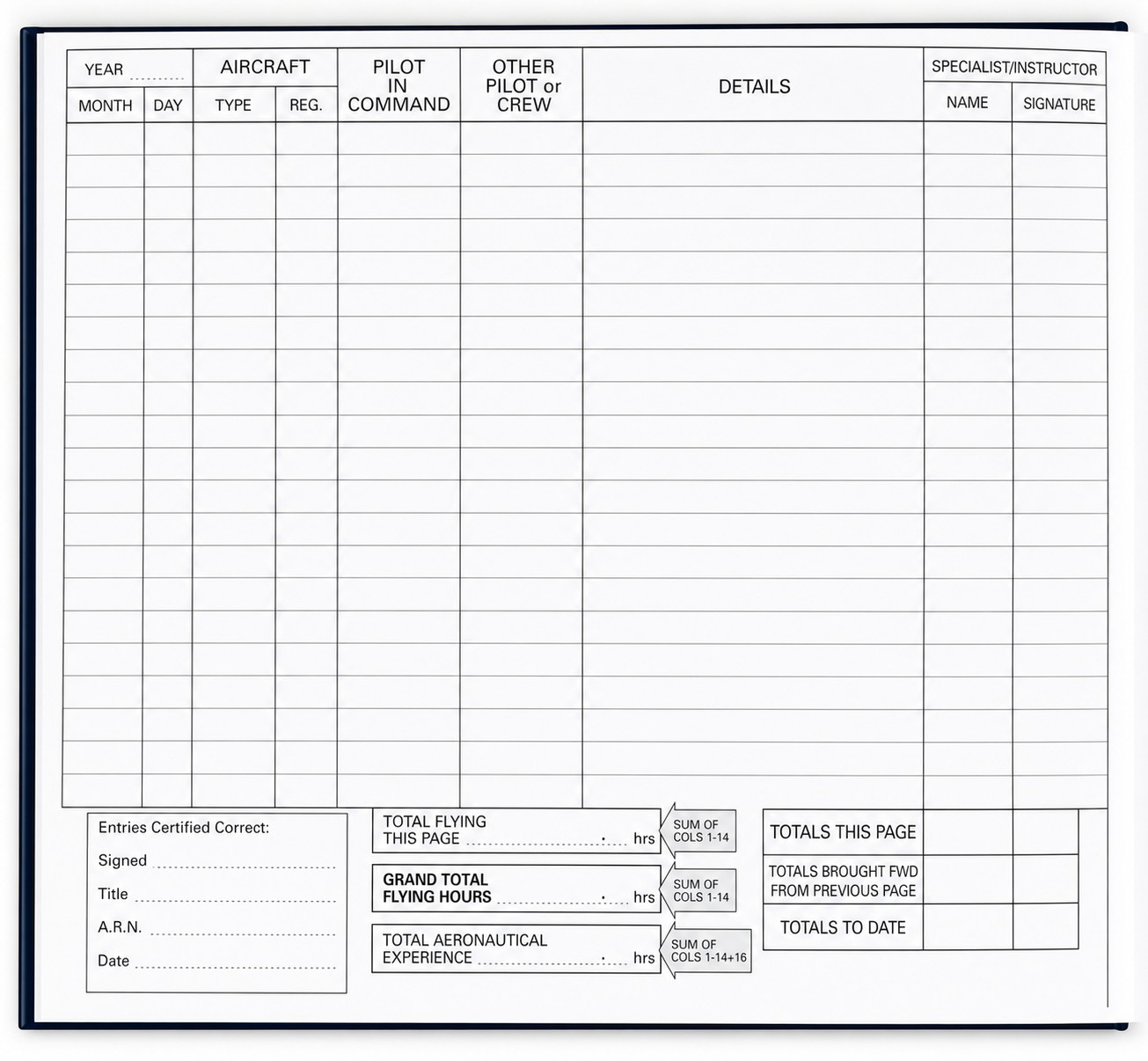 ATC - Pilot Log Book