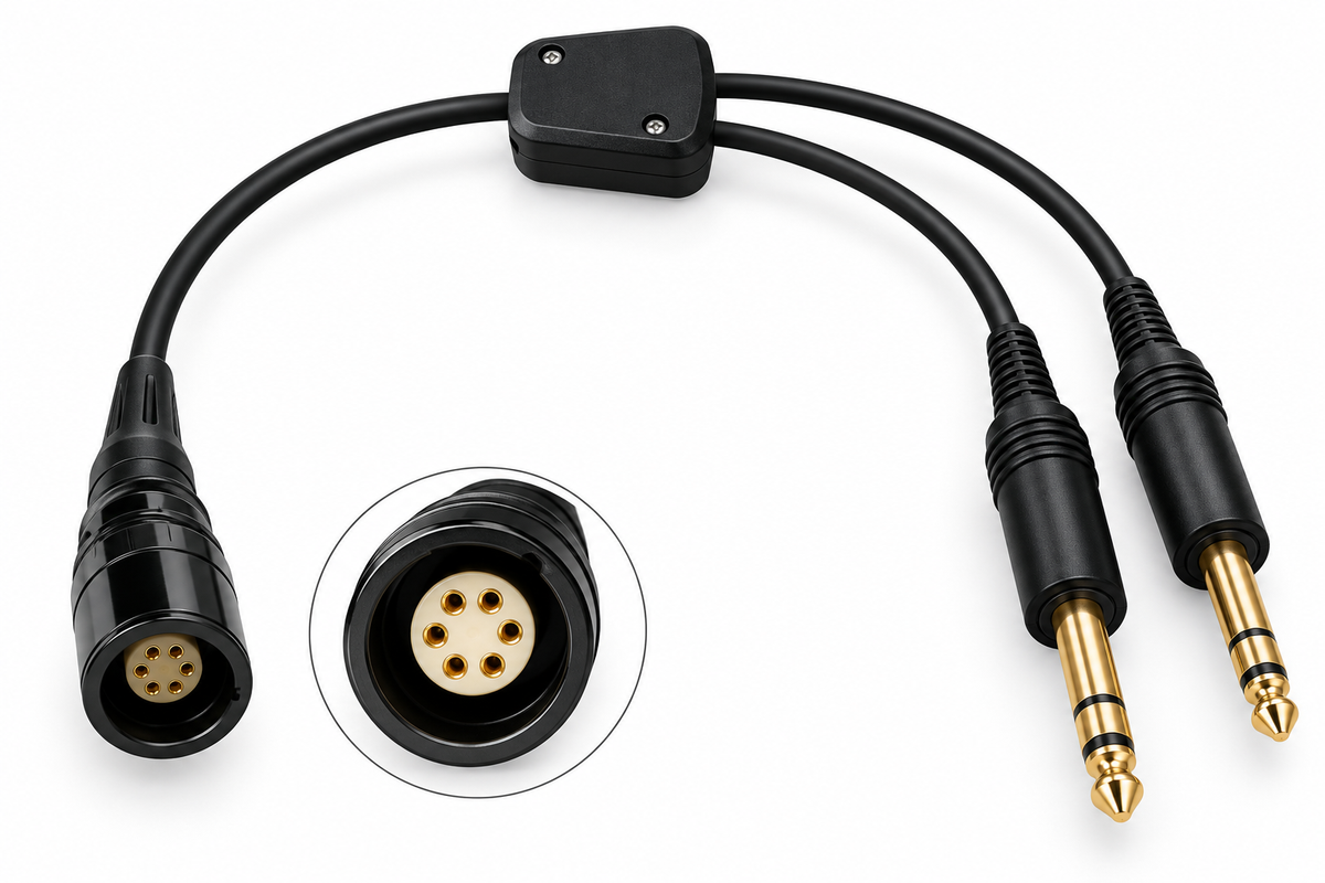 Skylines Aviation Communications 6 Pin LEMO to GA Dual Plugs Adapter