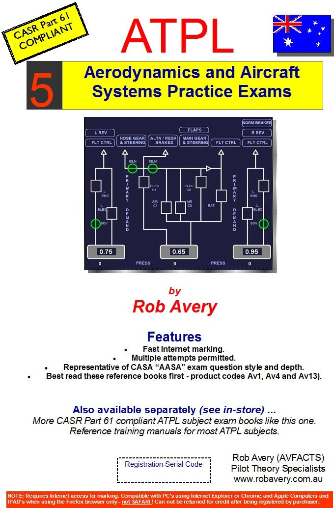 Avfacts by Rob Avery 5 x ATPL Aerodynamics & Aircraft Systems Practice Exams - AV41