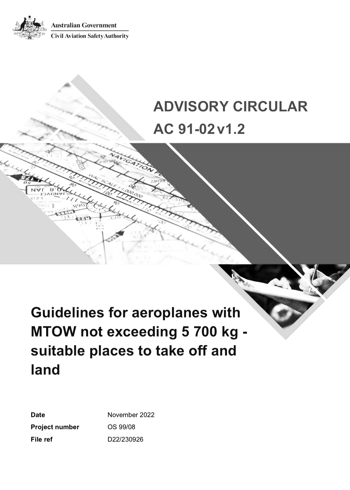 CASA Advisory Circular 91-02 - Guidelines for Aeroplanes not Exceeding 5700kg MTOW - Suitable Places to Take Off & Land