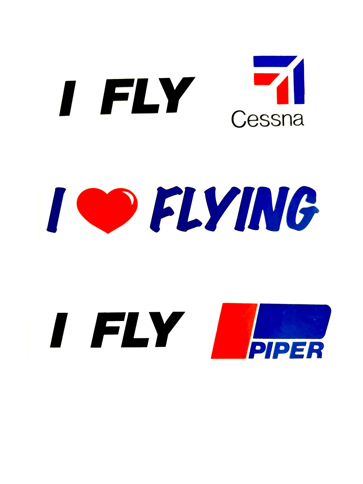 I ❤️ FLYING, I FLY CESSNA, I FLY PIPER Stickers