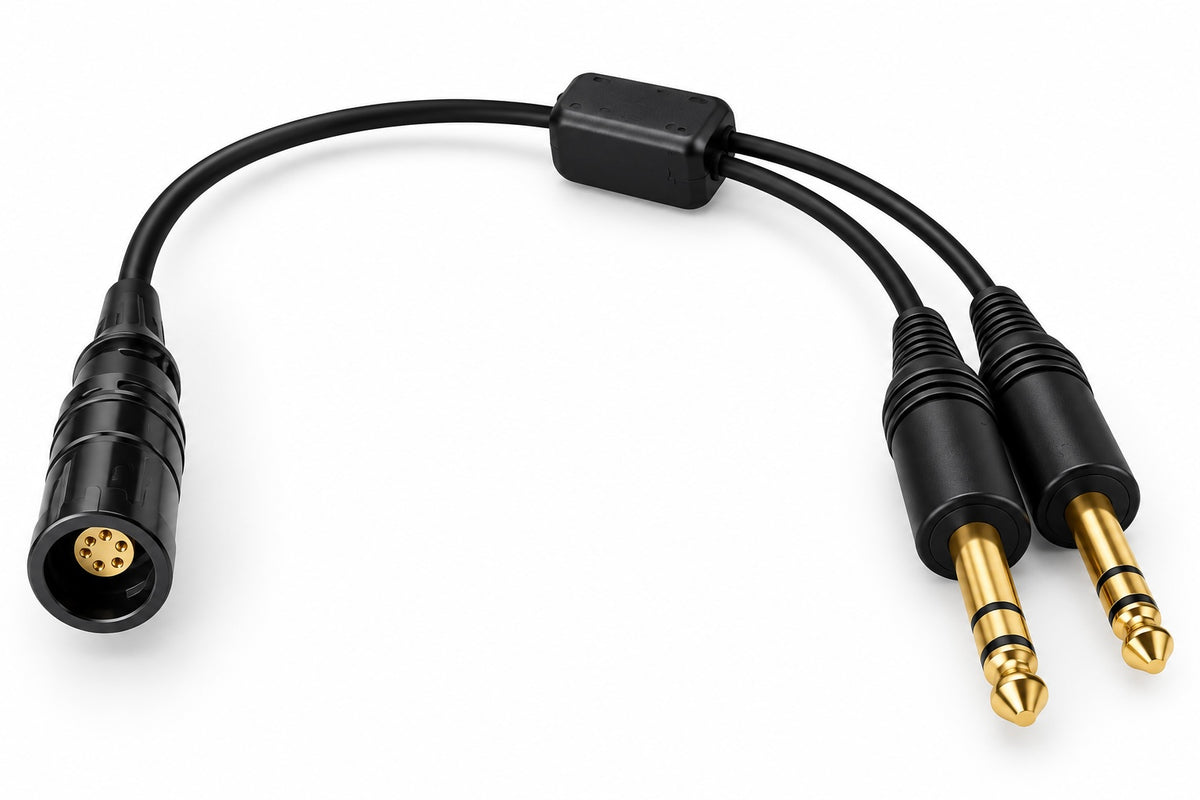 Skylines Aviation Communications 6 Pin LEMO to GA Dual Plugs Adapter