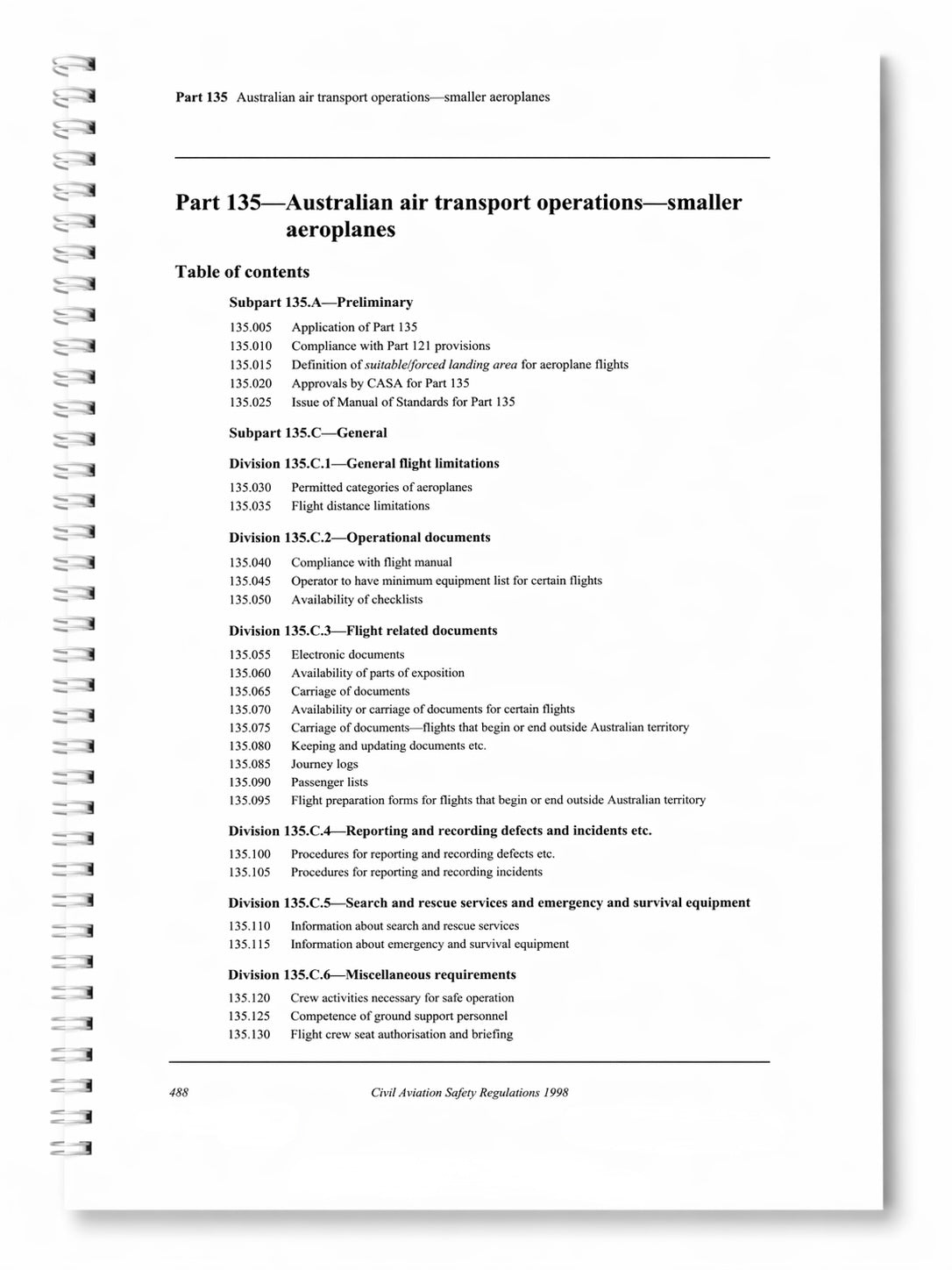 CASA CASR Part 135 (Australian Air Transport Operations - Smaller Aeroplanes) Compilation No. 102 30 June 2026