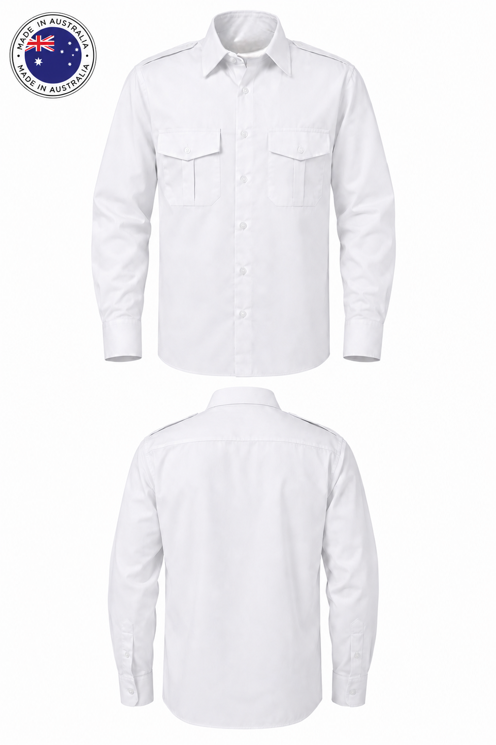 Fairmark Long Sleeve Unisex White Pilot Shirt