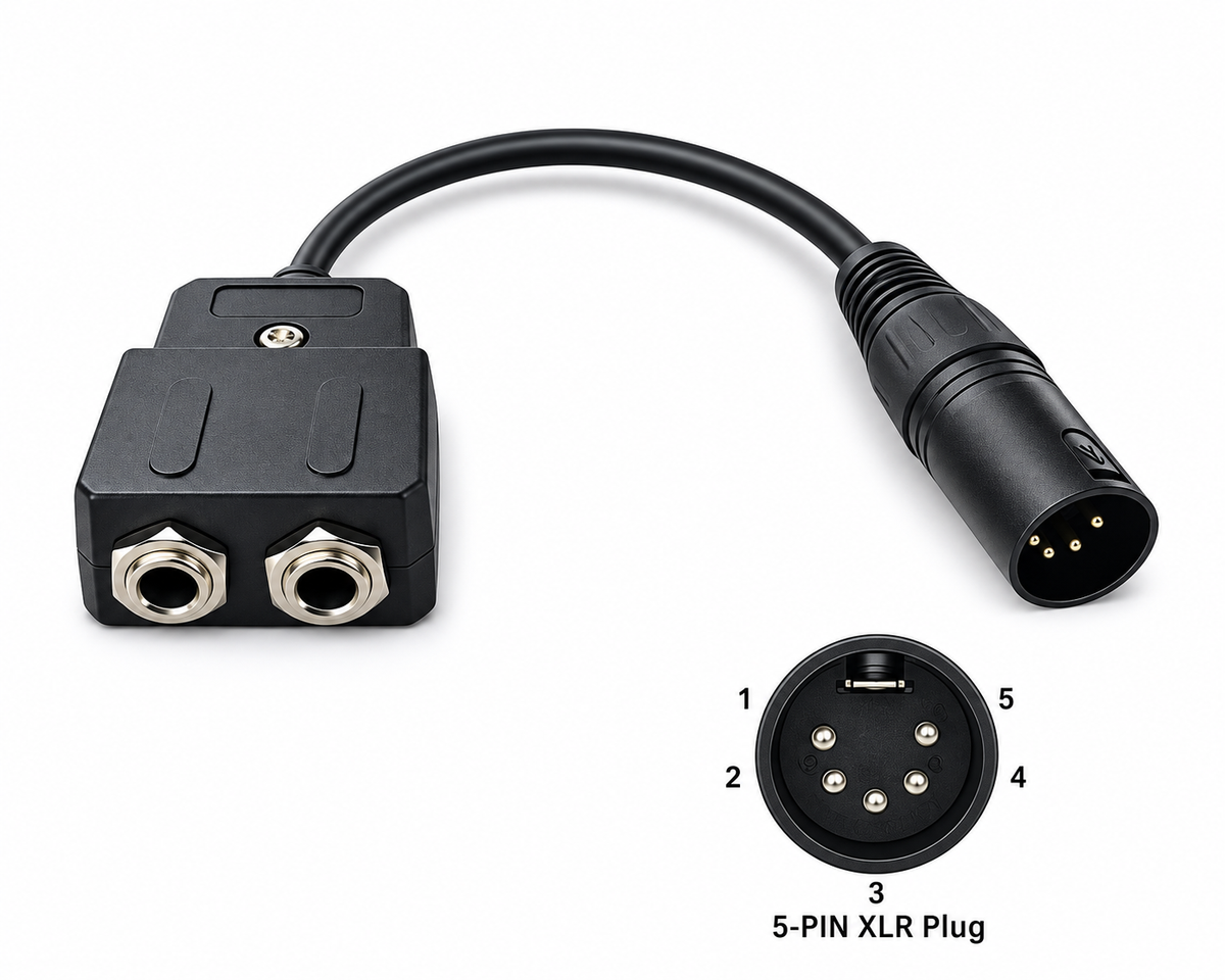 Skylines Aviation Communications GA Dual Plugs to Airbus XLR 5 Pin Adapter