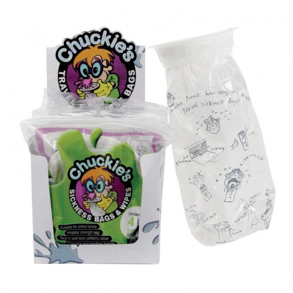 Chuckie's Sick Bags & Wipes Box of 6 Packs of 4