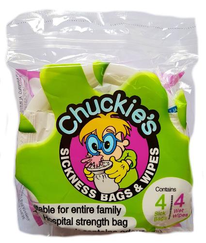 Chuckies Sick Bags & Wipes Pack of 4